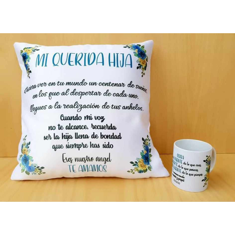 Cojín y Taza Mi Querida Hija